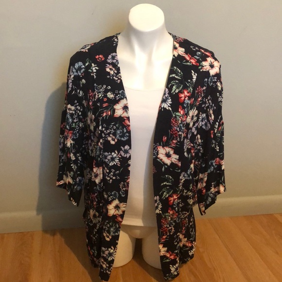 Bershka Sweaters | Bershka Floral Cardigan | Color: Blue/Red | Size: S | Widener11's Closet